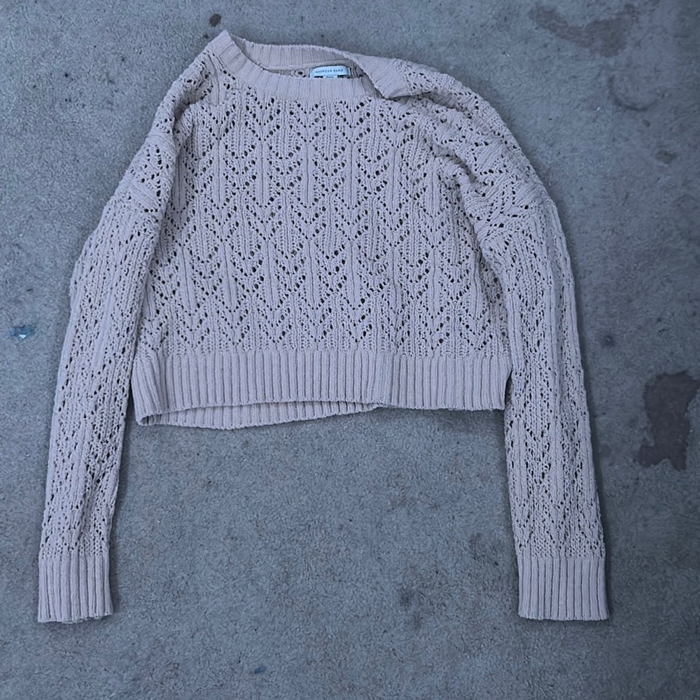 Cropped Sweater , Beige , M